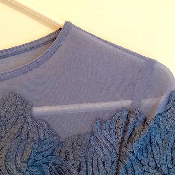 Reiss Bluish Grey Lace Appliqué Dress BNWOT - Picture 5 of 7